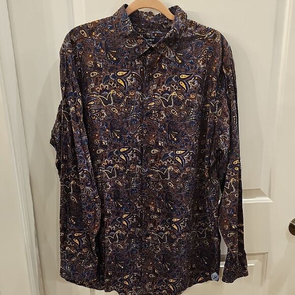 CREMIEUX Men's XL Retro Paisley Print Button Down Rocker Vintage Revival - Picture 1 of 6